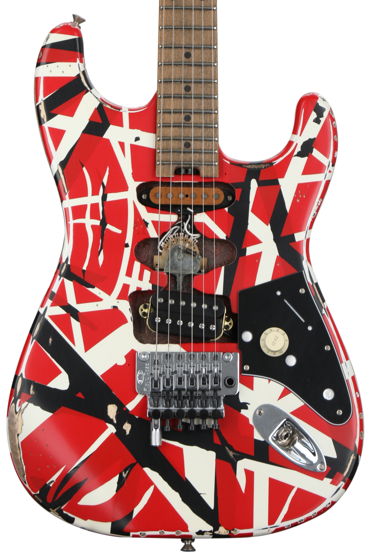EVH Striped Series Frankenstein Relic Electric Guitar - Red/Black/White