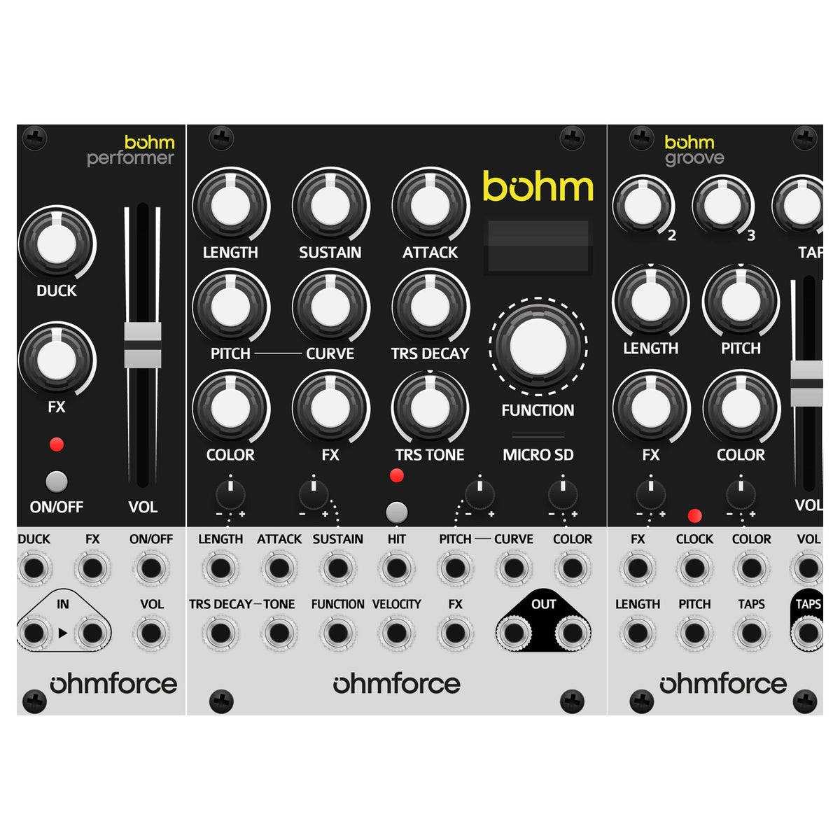 OhmForce Bohm + Expanders, Eurorack Kick Synthesizer Bundle