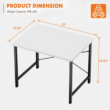 Sweetcrispy 32 Inch Computer Desk White Black